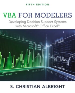 VBA for Modelers 5th 5E Christian Albright